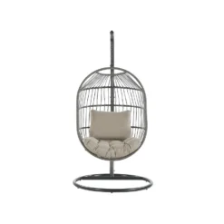 Beliani Hangstoel ALBA - Zwart Pe Rotan 6 Beliani Hangstoel ALBA - Zwart Pe Rotan -Tuinmeubelen 271472dcb940475fb0a70c6c385fb322