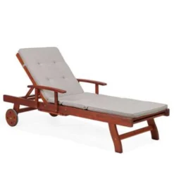 Beliani Tuinligstoel TOSCANA - Beige Acaciahout -Tuinmeubelen 307d6f5b3e464643adacc73f2611f3db