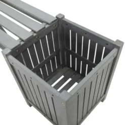 VidaXL Tuinbank Met 2 Plantenbakken 150 Cm Massief Acaciahout Grijs -Tuinmeubelen 36964584607f4916a94c82b7d5b1a1ff