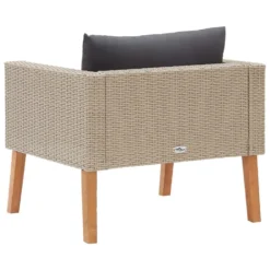 VidaXL Tuinbank Eenzits Met Kussens Poly Rattan Beige -Tuinmeubelen 4022a62b7ffe42fb84350a903c999111