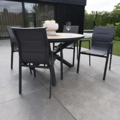 Giga Meubel Dining Tuinstoel Aluminium Antraciet - Zithoogte 45cm - Stoel Quin -Tuinmeubelen 42070c9f3e34486e9dfb36b46859bb0b