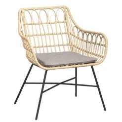 Le Sud Loungestoel Grimaud - Zwart/naturel - 82x70x67 Cm