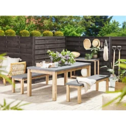 Beliani Tuinbank OSTUNI - Grijs Vezelcement -Tuinmeubelen 642625f283904bcc884e295789e0cc44