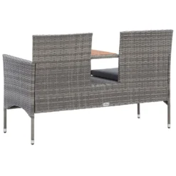 VidaXL Tuinbank 2-zits Met Tafeltje 143 Cm Poly Rattan Grijs -Tuinmeubelen 7799818a98ab4446a7d20935e3997dc7