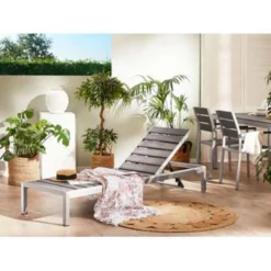 Beliani Tuinligstoel NARDO - Grijs Kunsthout, Aluminium -Tuinmeubelen 8059278ce3f24d2e8b8f1120dccd3f0d