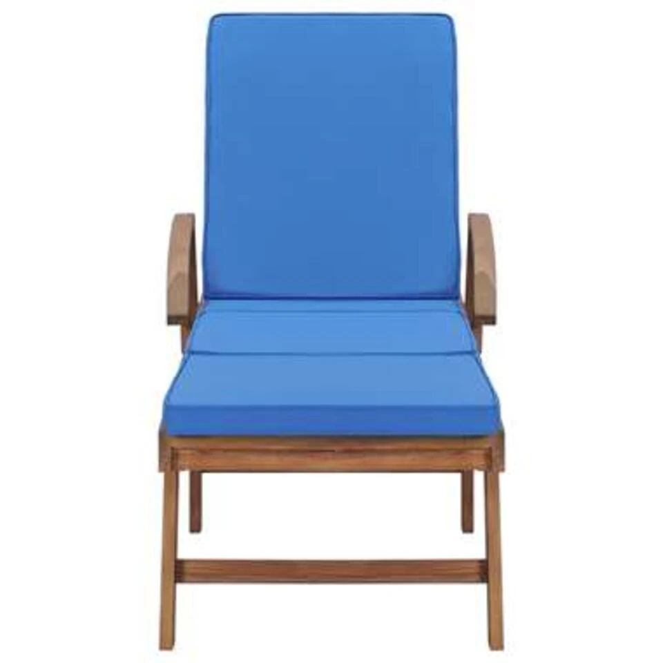 VidaXL Ligbed Met Kussen Massief Teakhout Blauw 4 VidaXL Ligbed Met Kussen Massief Teakhout Blauw - Afbeelding 4