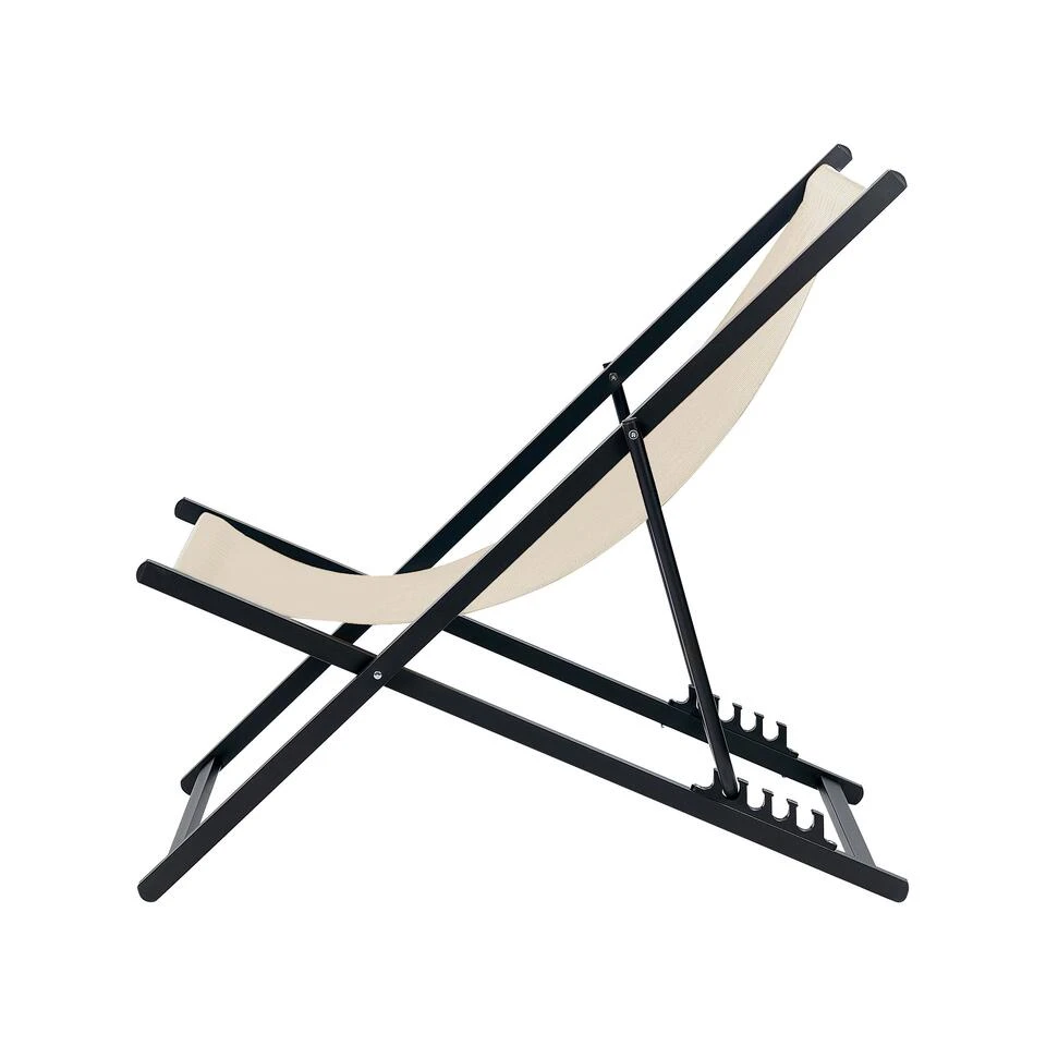 Beliani Tuinligstoel LOCRI II - Beige Synthetisch Materiaal, Aluminium 4 Beliani Tuinligstoel LOCRI II - Beige Synthetisch Materiaal, Aluminium - Afbeelding 4