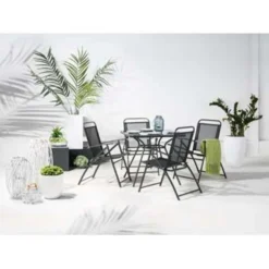 Beliani Tuintafel LIVO - Zwart Staal -Tuinmeubelen 934caa025c6a480cb19c31754a577604