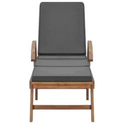 VidaXL Ligbed Met Kussen Massief Teakhout Donkergrijs -Tuinmeubelen 9b211126ce1249e4a1573e5acf11c0bc