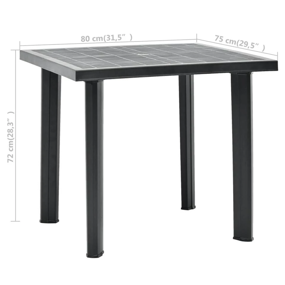 VidaXL Tuintafel 80x75x72 Cm Kunststof Antraciet 4 VidaXL Tuintafel 80x75x72 Cm Kunststof Antraciet - Afbeelding 4