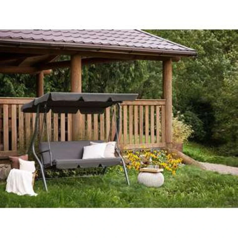 Beliani Schommelbank CHAPLIN - Grijs Polyester 2 Beliani Schommelbank CHAPLIN - Grijs Polyester - Afbeelding 2