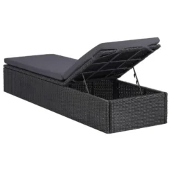 VidaXL Ligbed Poly Rattan Zwart En Donkergrijs -Tuinmeubelen a2f2e6a573ae4007a81c6a84c4b3d135