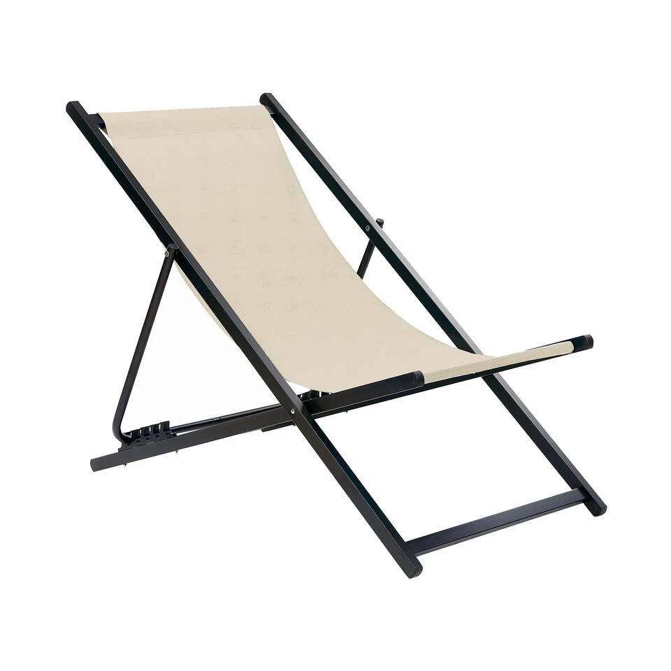 Beliani Tuinligstoel LOCRI II - Beige Synthetisch Materiaal, Aluminium 3 Beliani Tuinligstoel LOCRI II - Beige Synthetisch Materiaal, Aluminium - Afbeelding 3