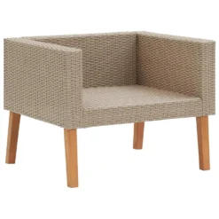 VidaXL Tuinbank Eenzits Met Kussens Poly Rattan Beige -Tuinmeubelen c41cb684bbf04774ac2e2b8b6728155c