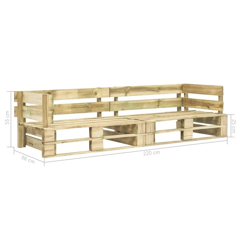 VidaXL Tuinbank 2-zits Pallet Hout 2 VidaXL Tuinbank 2-zits Pallet Hout - Afbeelding 2