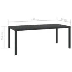VidaXL Tuintafel 185x90x74 Cm Aluminium En HKC Zwart -Tuinmeubelen cb410640f5d14eb6a75eb71aee95acd2