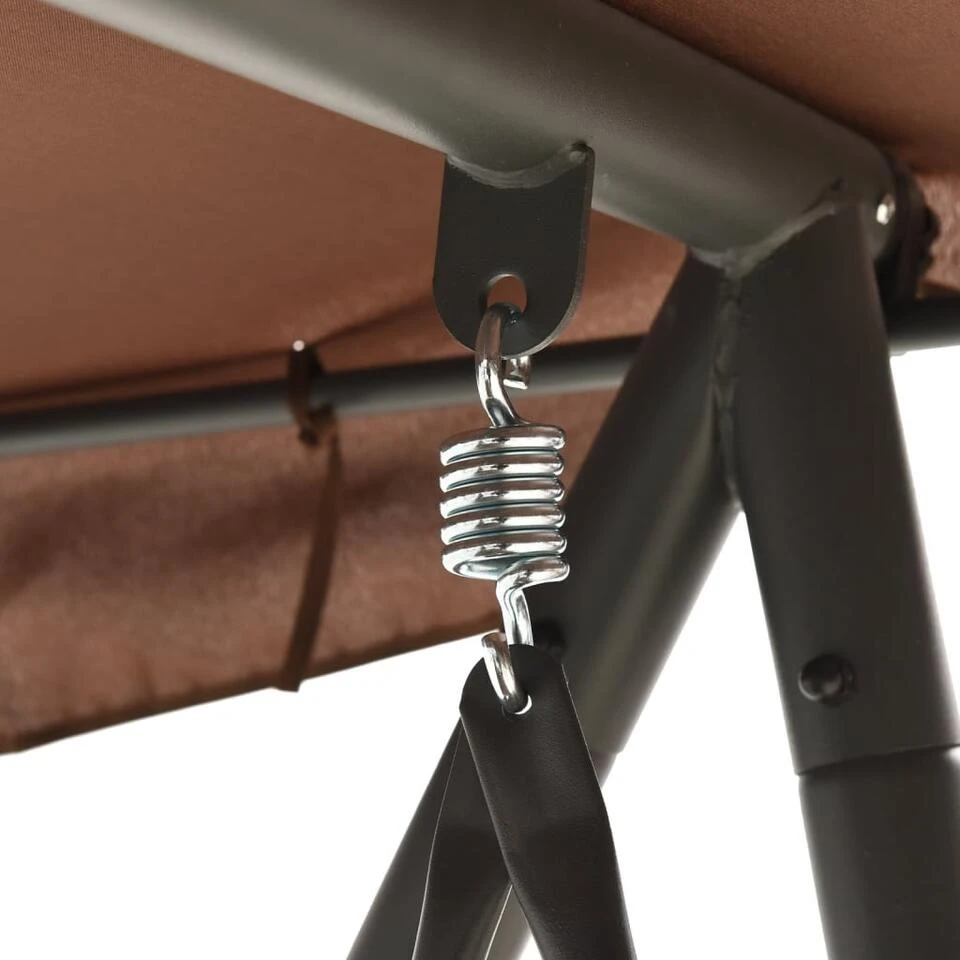 VidaXL Schommelbank Voor Buiten Met Luifel Koffiekleurig 4 VidaXL Schommelbank Voor Buiten Met Luifel Koffiekleurig - Afbeelding 4