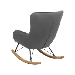 Beliani Schommelstoel ELLAN - Grijs Fluweel -Tuinmeubelen e07b31a65adf4d83a55cacac2584e01f