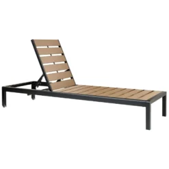 Beliani Tuinligstoel NARDO - Lichte Houtkleur Kunsthout, Aluminium -Tuinmeubelen e3e1e9d2365f440c9aed1c093b4d7638