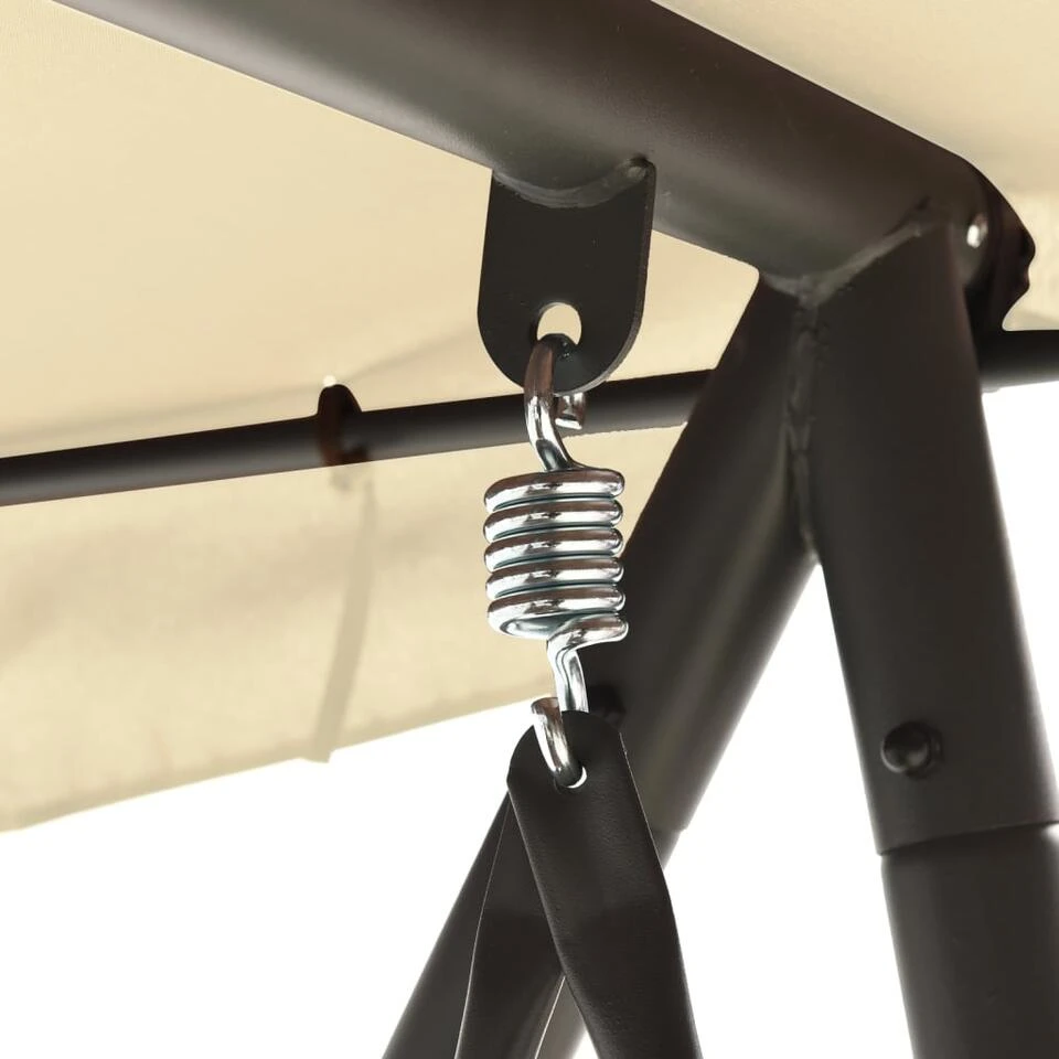 VidaXL Schommelbank Voor Buiten Met Luifel Zandwit 4 VidaXL Schommelbank Voor Buiten Met Luifel Zandwit - Afbeelding 4