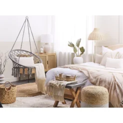 Beliani Hangstoel GABELLA - Grijs Katoen -Tuinmeubelen f6a01ceab96941e8a81d4aae27f573e8