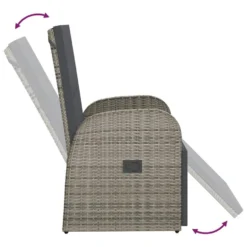 VidaXL Tuinstoel Verstelbaar Met Kussen Poly Rattan Grijs -Tuinmeubelen f8073a3a23934c6d99bbacd8f8a122e1