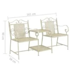 VidaXL Tuinbank 2-zits 161 Cm Staal Wit -Tuinmeubelen fc43b3a0e8da4a69bea931ae59777a30